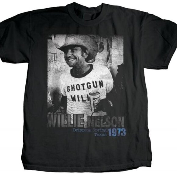 Olin D Tops - Willie Nelson Shotgun Willie Country Music Legend Graphic Concert Tour Tee 91